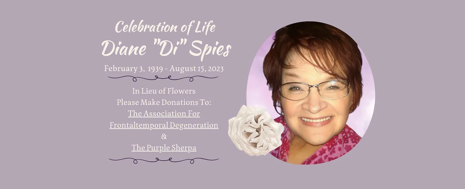 Celebration of Life Diane “Di” Spies (Feb. 3, 1939 – Aug. 15, 2023)