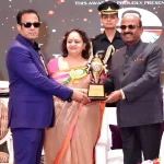 WBC Cares Ambassador in India, KS Vinod receiving an award by Governor Amanda Bose