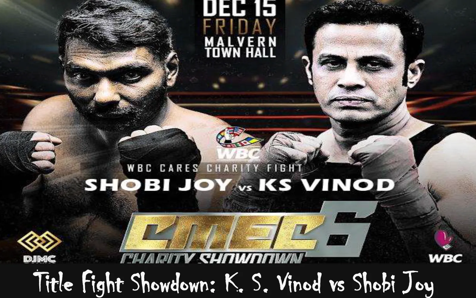 Shobi Joy vs KS Vinod Charity Showdown flyer