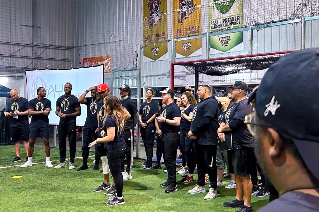 Photo of some of the invited celebrities to the event 'A Day in the Life' addressing the public